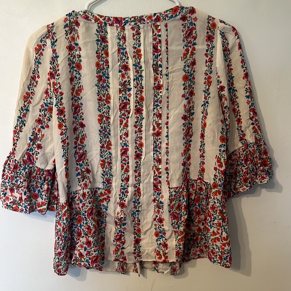Anthropologie Maeve Floral Hiver Ivory Blouse Lace Button up Top Women's Size 2P - Picture 5 of 5